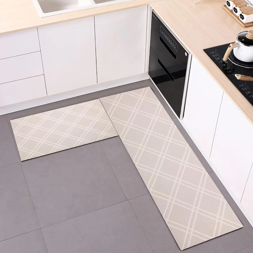 Tosuoka Kitchen Mat 2 Pieces Cushioned Anti Fatigue, Waterproof (47x17 - 27x17)